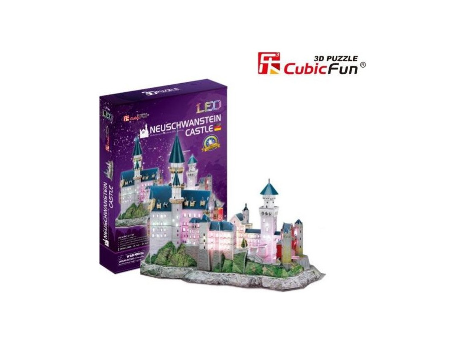 CUBICFUN Svítící 3D puzzle Zámek Neuschwanstein 128 dílků