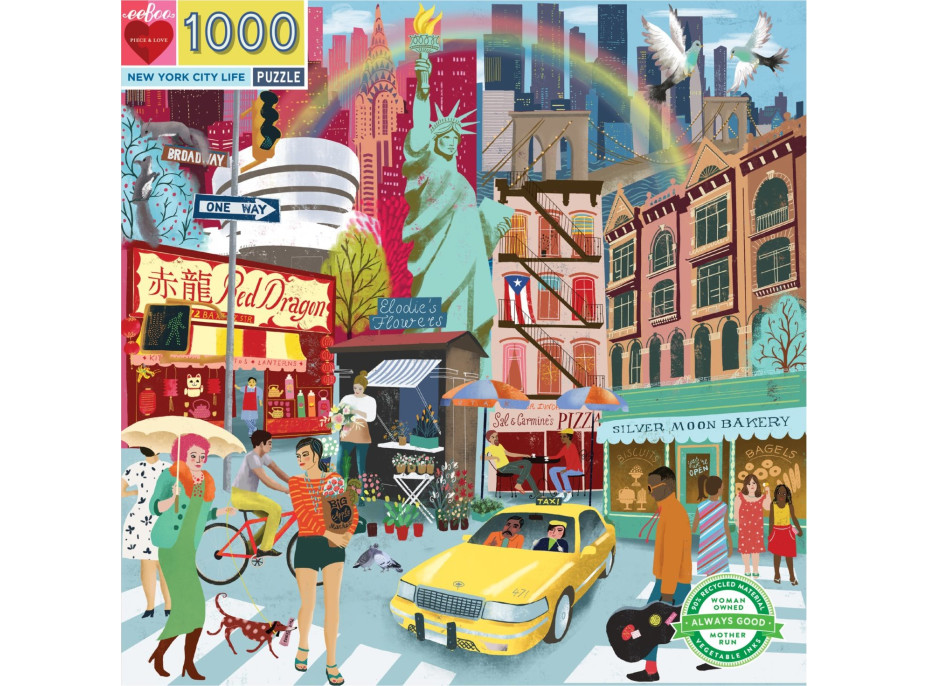 EEBOO Čtvercové puzzle Život v New Yorku 1000 dílků