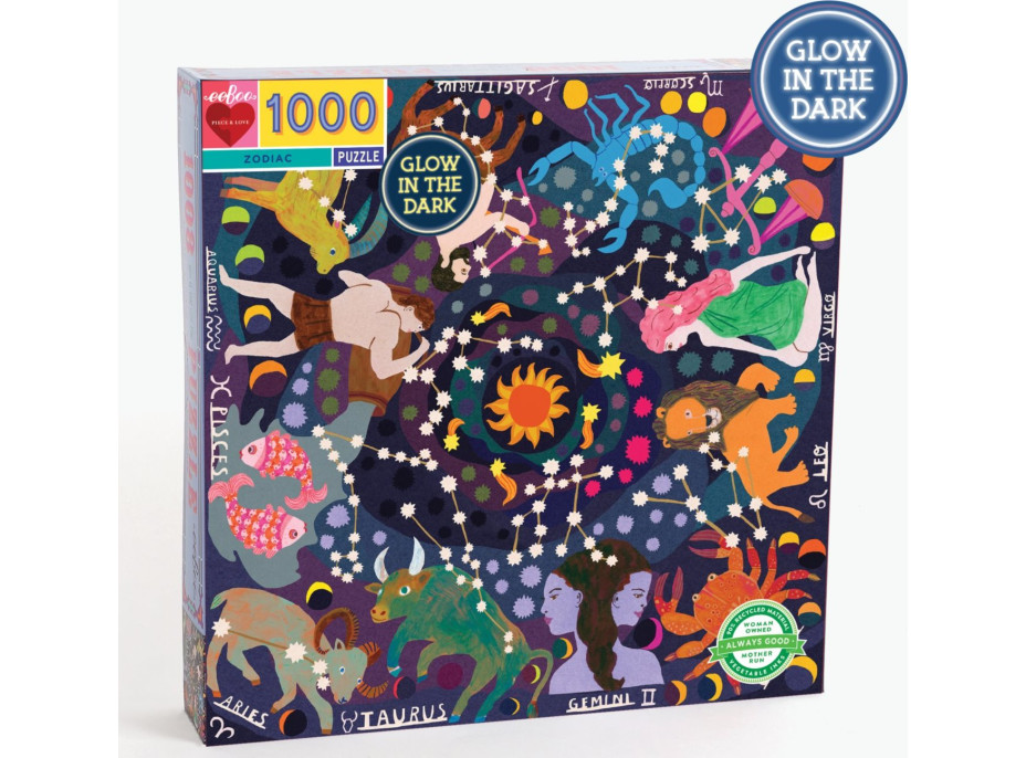 EEBOO Svítící čtvercové puzzle Zvěrokruh 1000 dílků