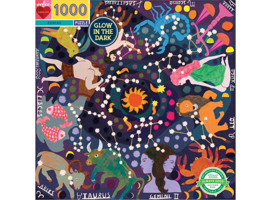 EEBOO Svítící čtvercové puzzle Zvěrokruh 1000 dílků