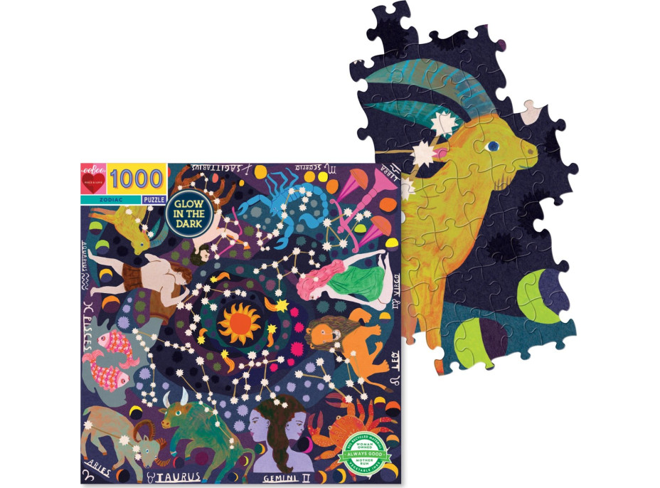 EEBOO Svítící čtvercové puzzle Zvěrokruh 1000 dílků