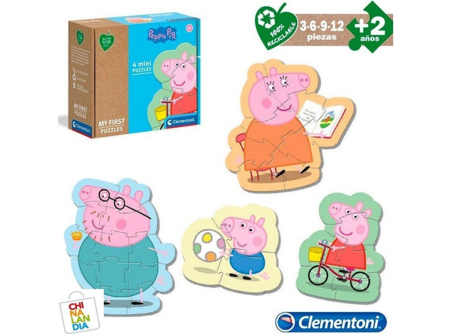 CLEMENTONI Play For Future Moje první puzzle Prasátko Peppa 4v1 (3,6,9,12 dílků)