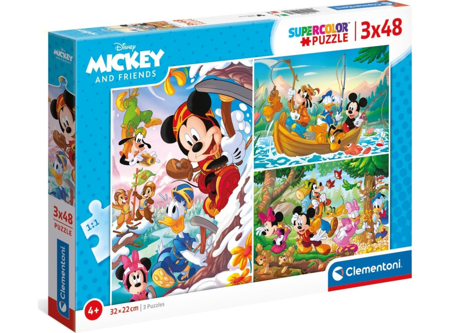 CLEMENTONI Puzzle Mickey Mouse a přátelé 3x48 dílků