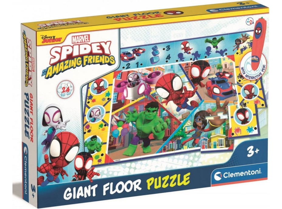 CLEMENTONI Podlahové puzzle s interaktivním perem Spidey a jeho úžasní přátelé 24 dílků