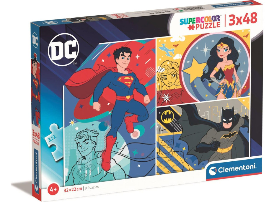 CLEMENTONI Puzzle DC Comics 3x48 dílků