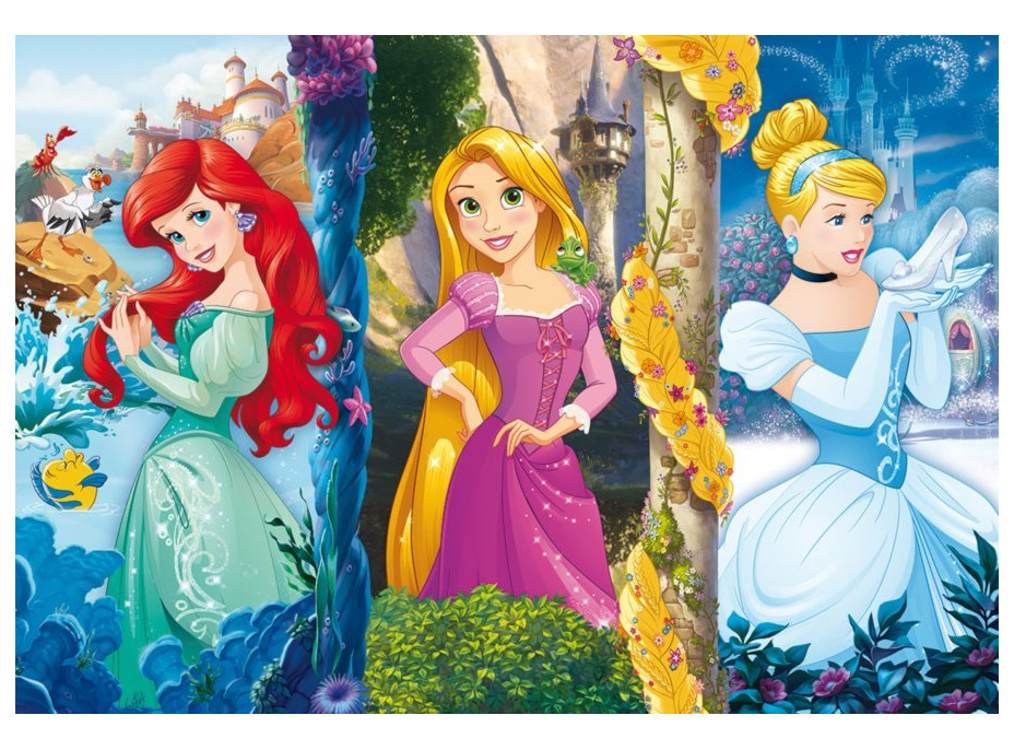 CLEMENTONI Puzzle Disney princezny: Ariel, Locika a Popelka MAXI 60 dílků