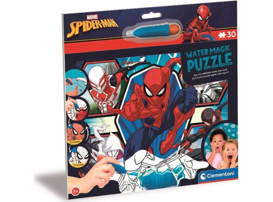 CLEMENTONI Puzzle s malováním vodou Water Magic: Spiderman 30 dílků