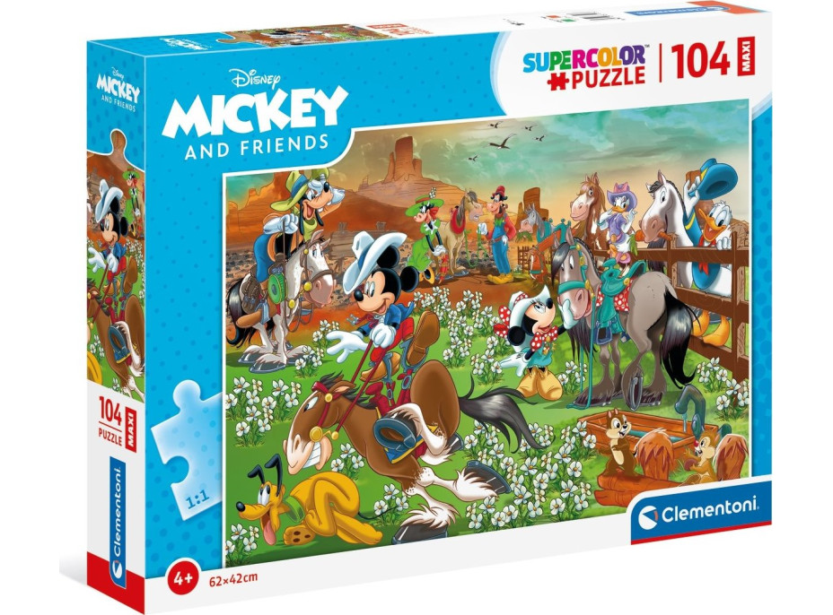 CLEMENTONI Puzzle Mickey a přátelé MAXI 104 dílků