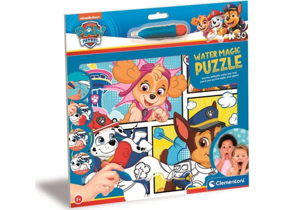 CLEMENTONI Puzzle s malováním vodou Water Magic: Tlapková patrola 30 dílků