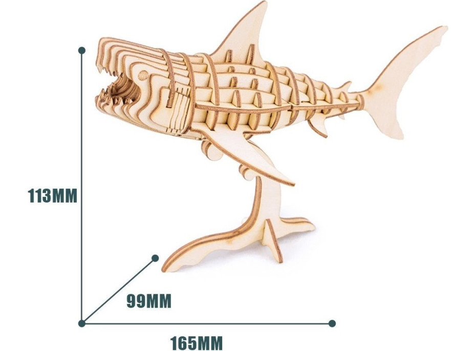 ROBOTIME Rolife 3D dřevěné puzzle Žralok 41 dílků