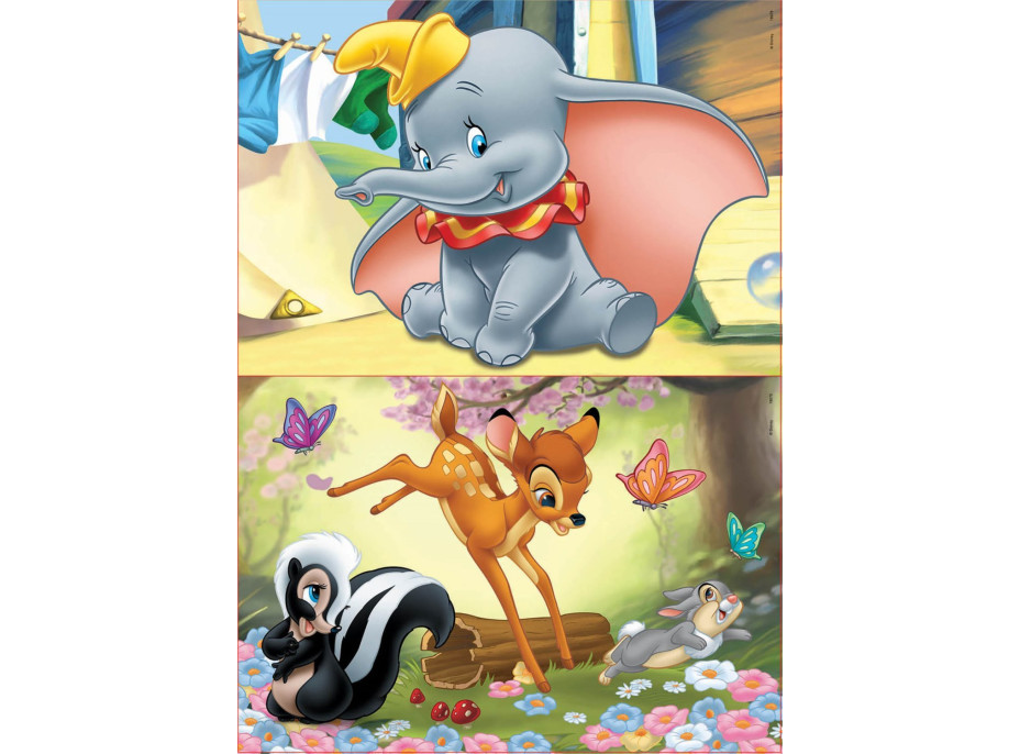 EDUCA Dřevěné puzzle Dumbo a Bambi 2x16 dílků