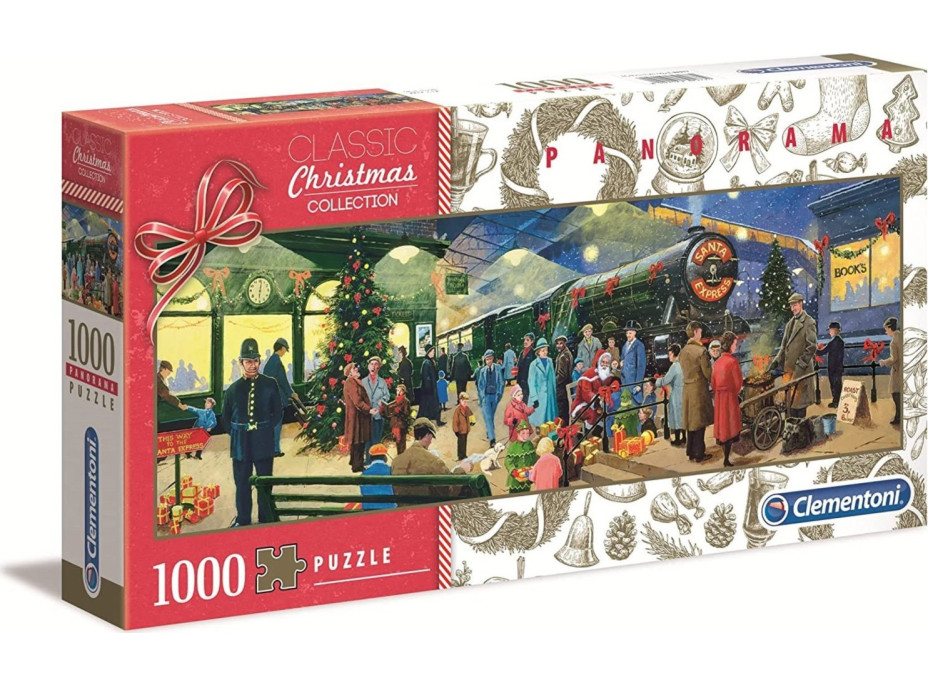 CLEMENTONI Panoramatické puzzle Vánoční kolekce: Santa 1000 dílků