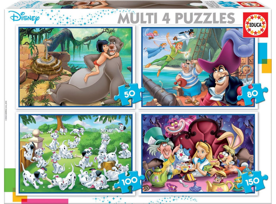 EDUCA Puzzle Disney pohádky 4v1 (50,80,100,150 dílků)