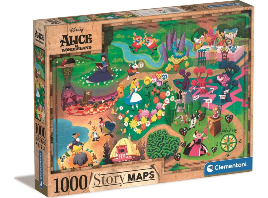 CLEMENTONI Puzzle Story Maps: Alenka v říši divů 1000 dílků