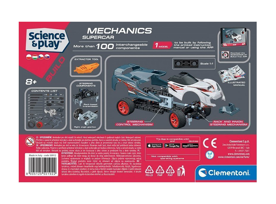 CLEMENTONI Science&Play Mechanická laboratoř: Závodní auto Supercar