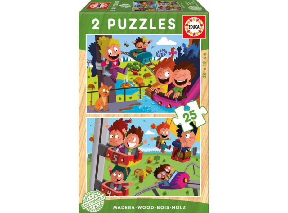 EDUCA Dřevěné puzzle V zábavním parku 2x25 dílků