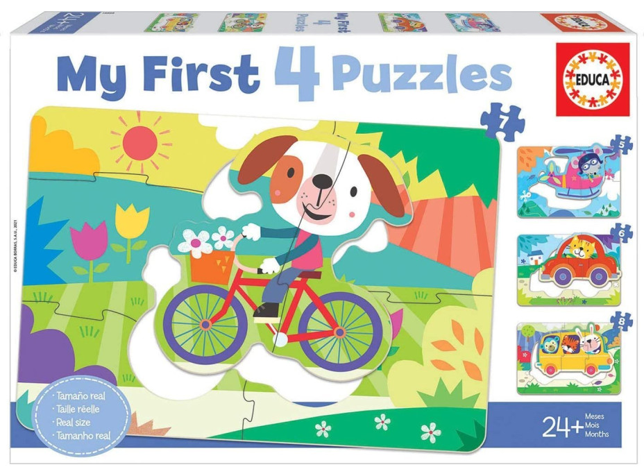 EDUCA Moje první puzzle Dopravní prostředky 4v1 (5,6,7,8 dílků)