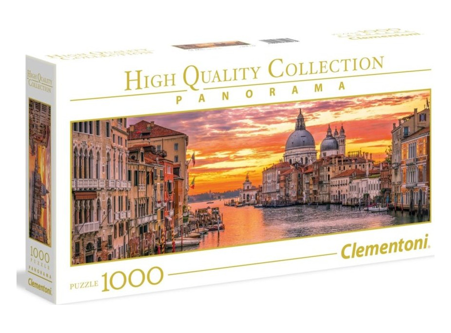 CLEMENTONI Panoramatické puzzle Kanál Grande, Benátky 1000 dílků