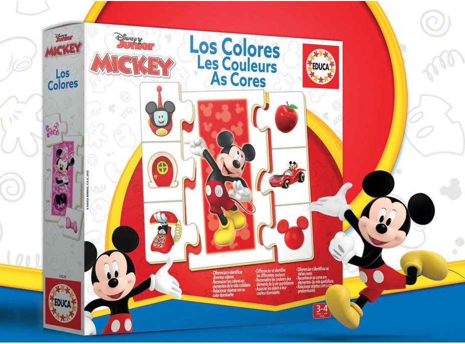 EDUCA Puzzle Mickey a přátelé: Učíme se barvy 6x7 dílků