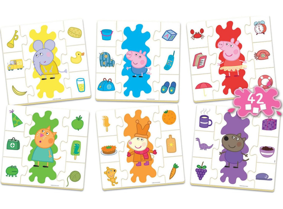 EDUCA Puzzle Prasátko Peppa: Učíme se barvy 6x7 dílků