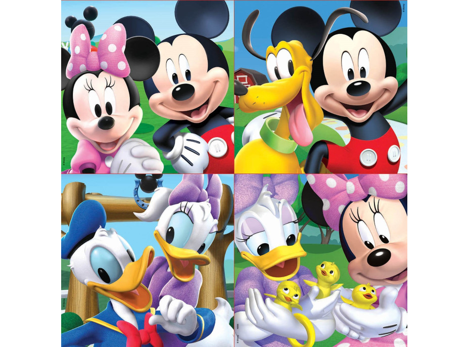 EDUCA Puzzle v kufříku Mickey Mouse a kamarádi 4v1 (12,16,20,25 dílků)