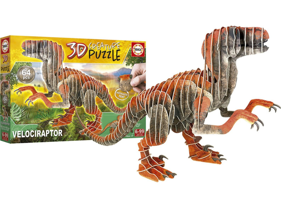 EDUCA 3D puzzle Velociraptor 64 dílků