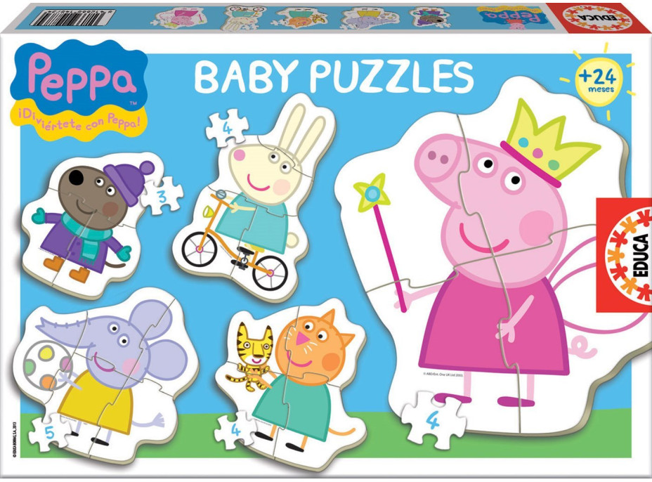 EDUCA Baby puzzle Prasátko Peppa 5v1 (3-5 dílků)