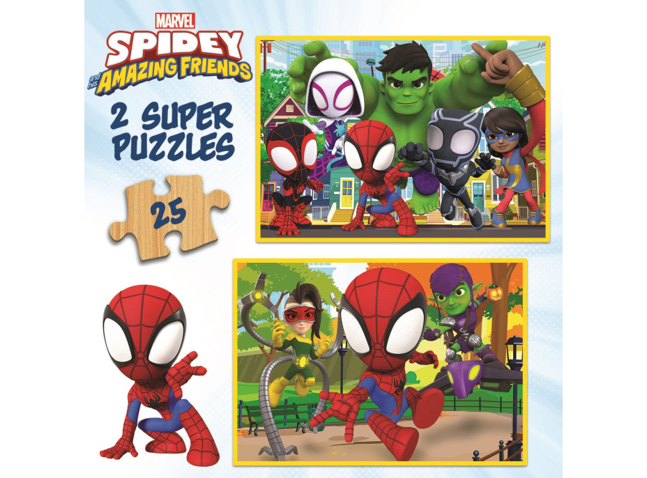 EDUCA Dřevěné puzzle Spidey a jeho úžasní přátelé 2x25 dílků