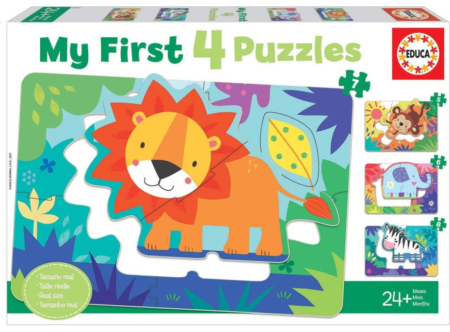 EDUCA Moje první puzzle Zvířátka z divočiny 4v1 (5,6,7,8 dílků)