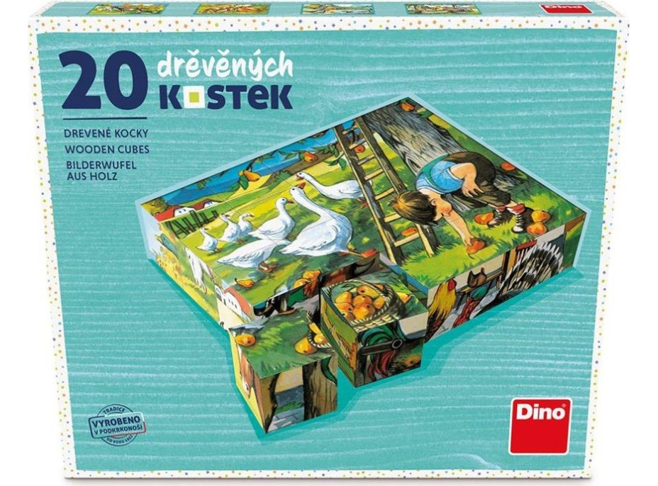 DINO Obrázkové kostky Na statku, 20 kostek