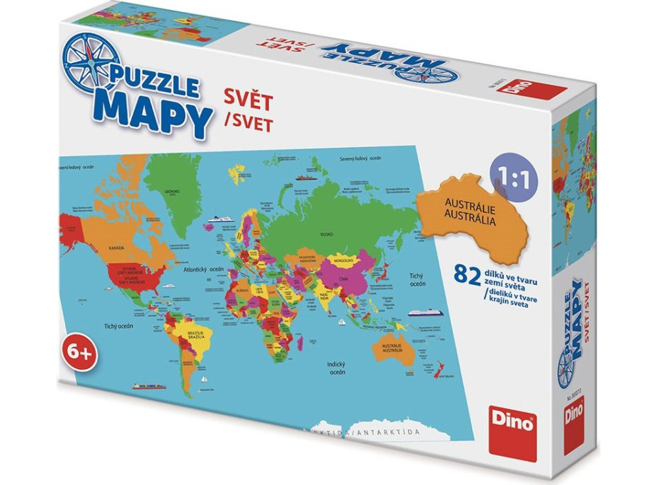 DINO Puzzle Mapy: Svět 82 dílků