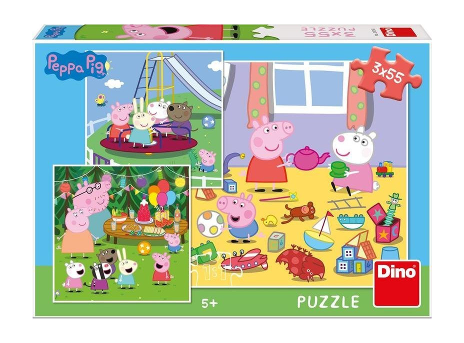 DINO Puzzle Prasátko Peppa na prázdninách 3x55 dílků