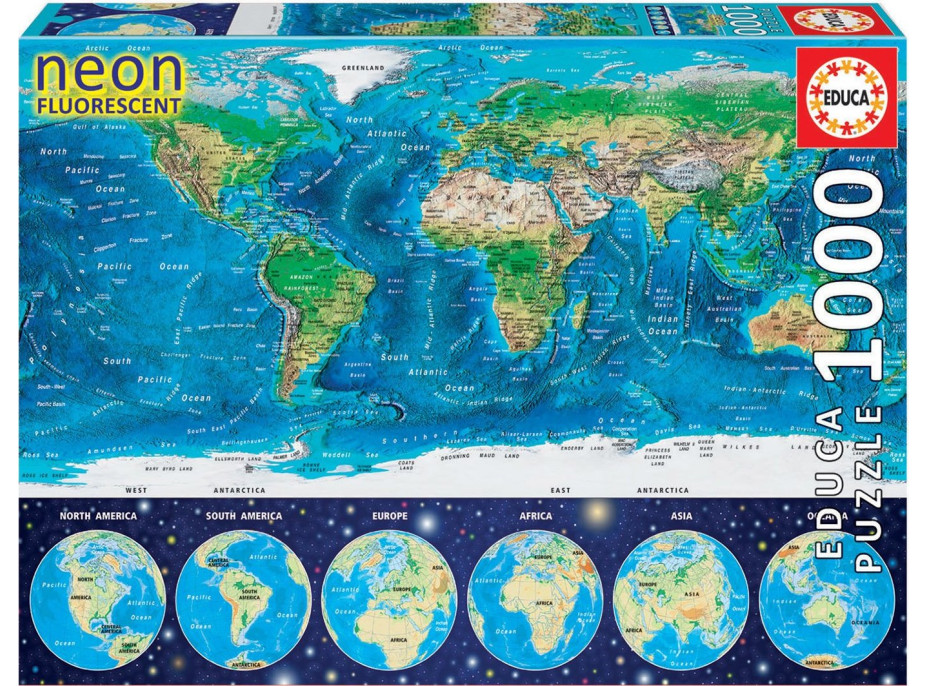 EDUCA Svítící puzzle Mapa světa 1000 dílků