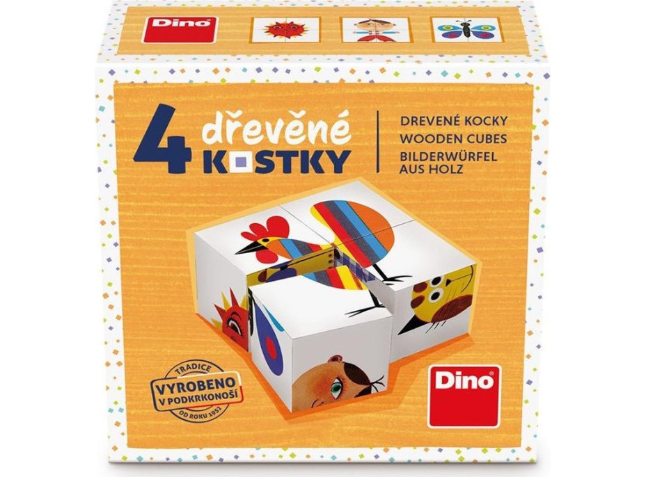 DINO Obrázkové kostičky Kohout, 4 kostky