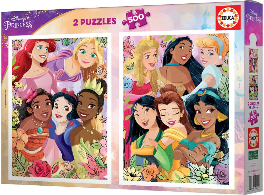 EDUCA Puzzle Disney princezny 2x500 dílků