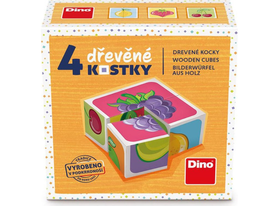 DINO Obrázkové kostičky Ovoce, 4 kostky