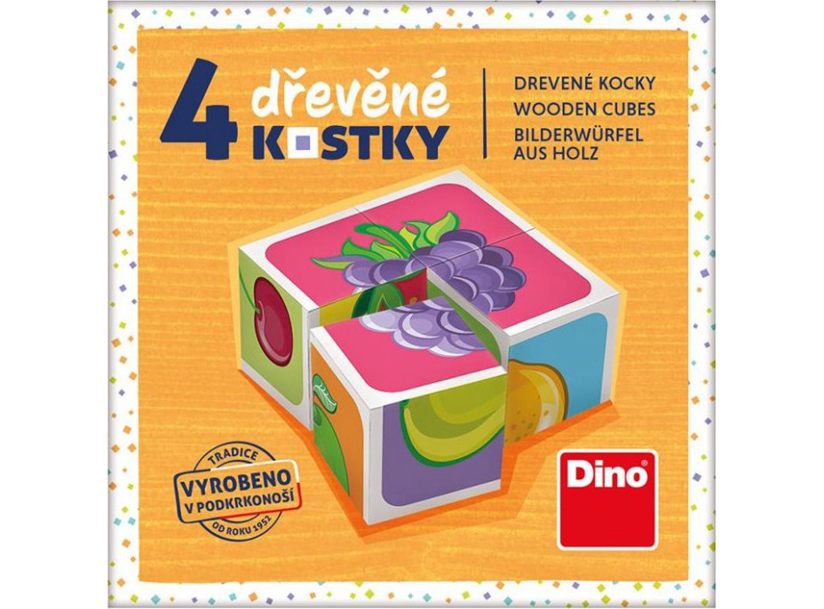 DINO Obrázkové kostičky Ovoce, 4 kostky