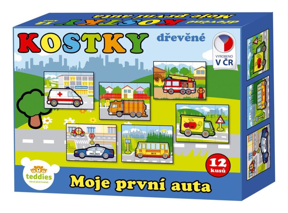 TEDDIES Obrázkové kostky Moje první auta, 12 kostek