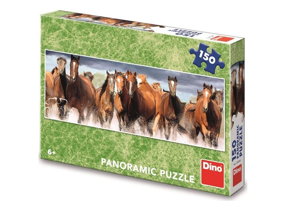 DINO Panoramatické puzzle Koně ve vodě 150 dílků