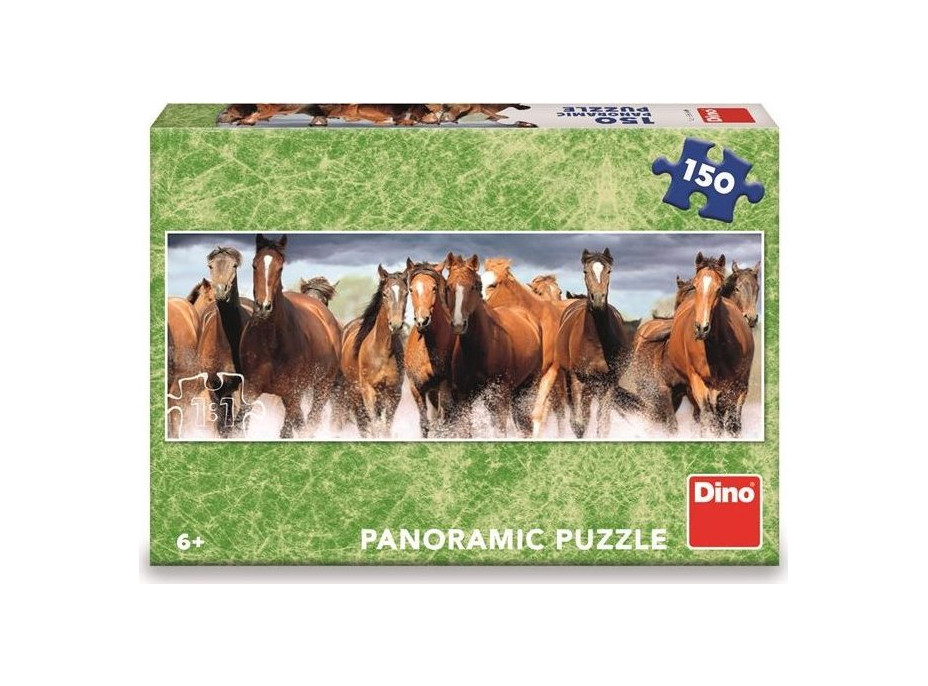 DINO Panoramatické puzzle Koně ve vodě 150 dílků