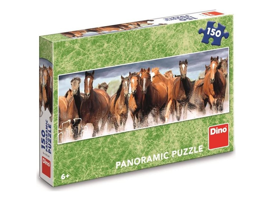 DINO Panoramatické puzzle Koně ve vodě 150 dílků