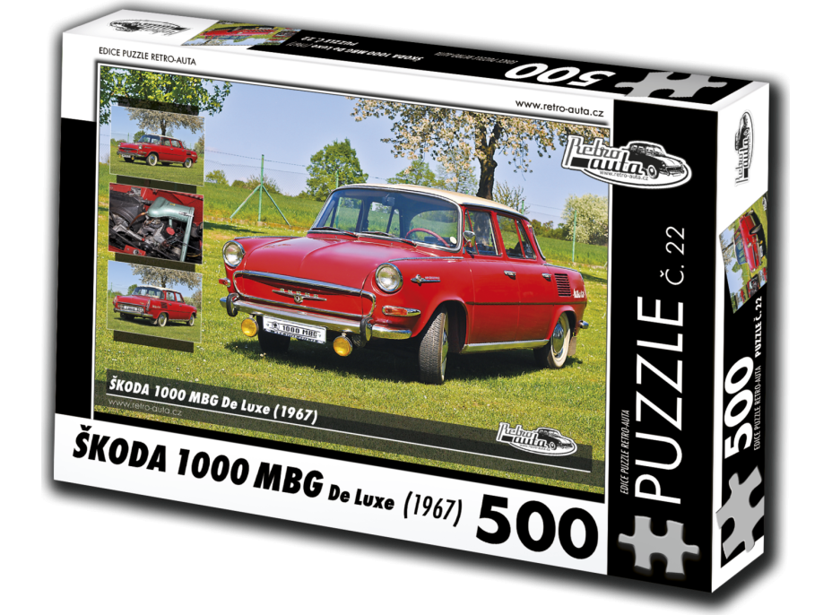 RETRO-AUTA Puzzle č. 22 Škoda 1000 MBG De Luxe (1967) 500 dílků