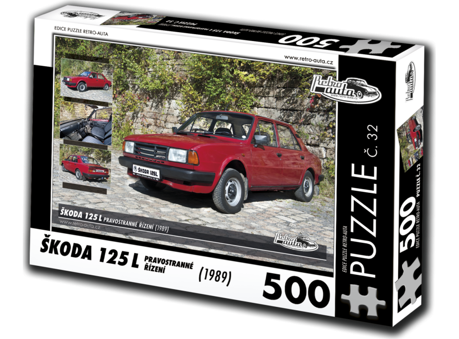 RETRO-AUTA Puzzle č. 32 Škoda 125 L (1989) - pravostranné řízení 500 dílků