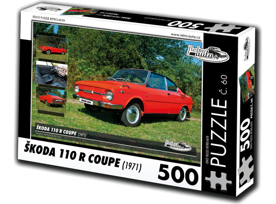 RETRO-AUTA Puzzle č. 60 Škoda 110 R Coupe (1971) 500 dílků