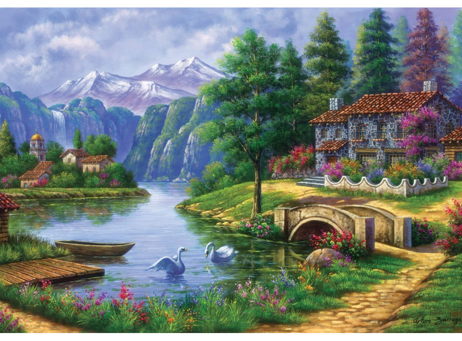 ART PUZZLE Puzzle Vesnice u jezera 1500 dílků