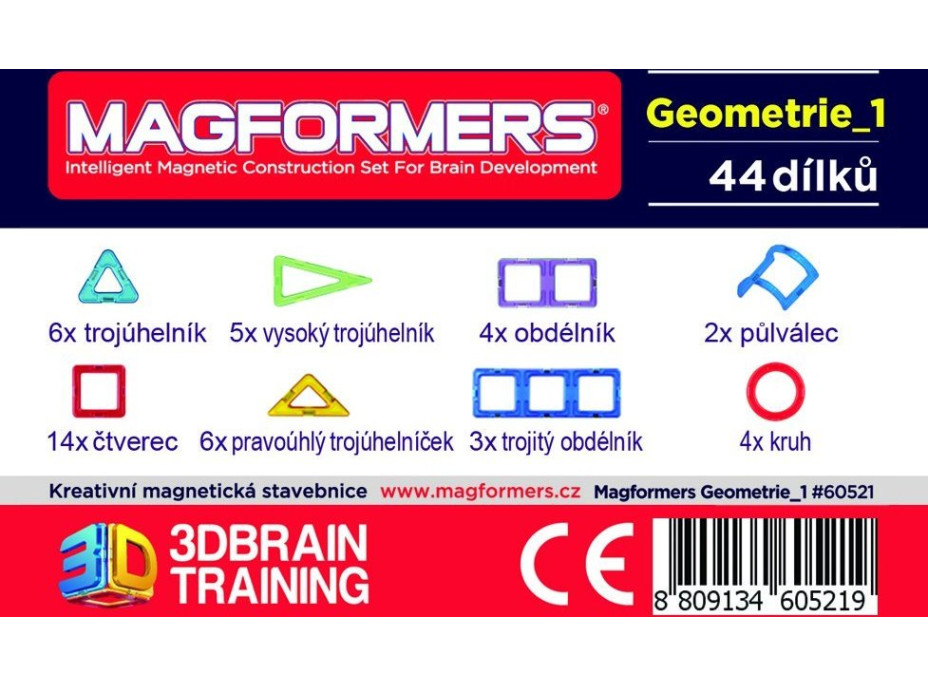 MAGFORMERS Geometrie 1: Obrázky a stavby - box 44 dílků