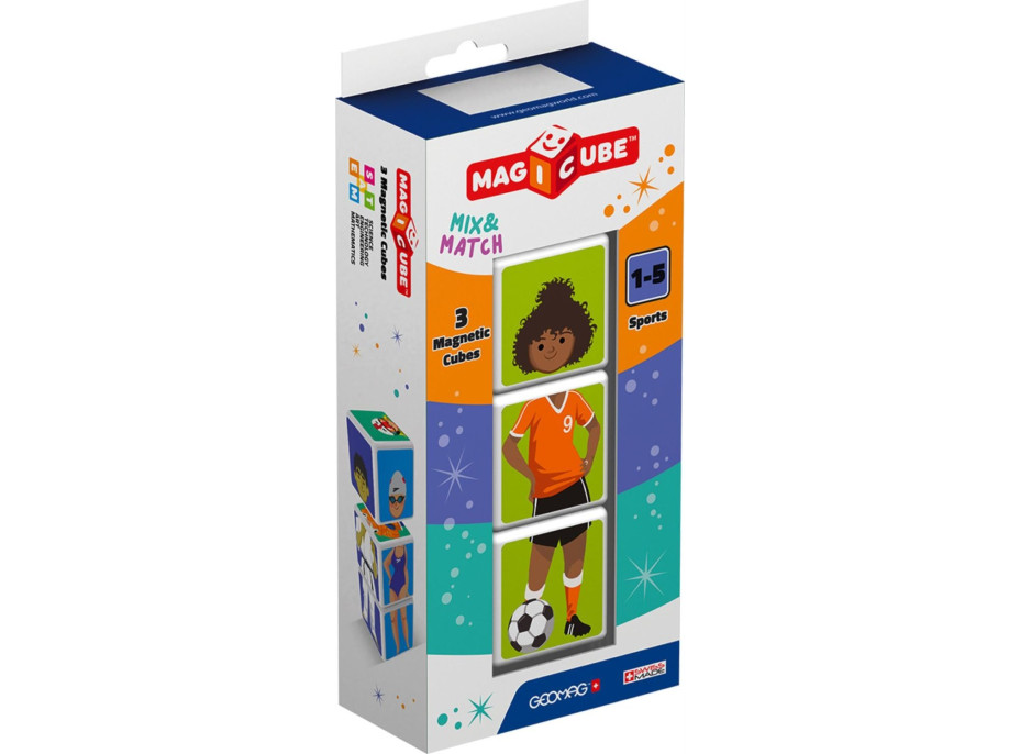 GEOMAG Magnetické kostky Magicube Mix&Match Sport, 3 kostky