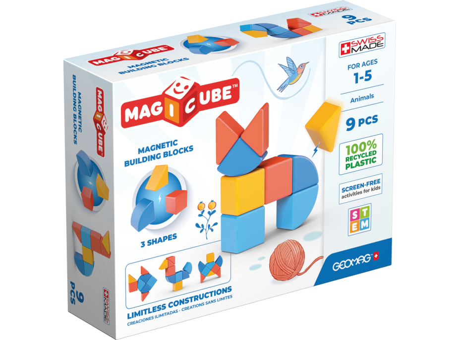 GEOMAG Magnetické kostky Magicube Shapes - Zvířata 9 kostek