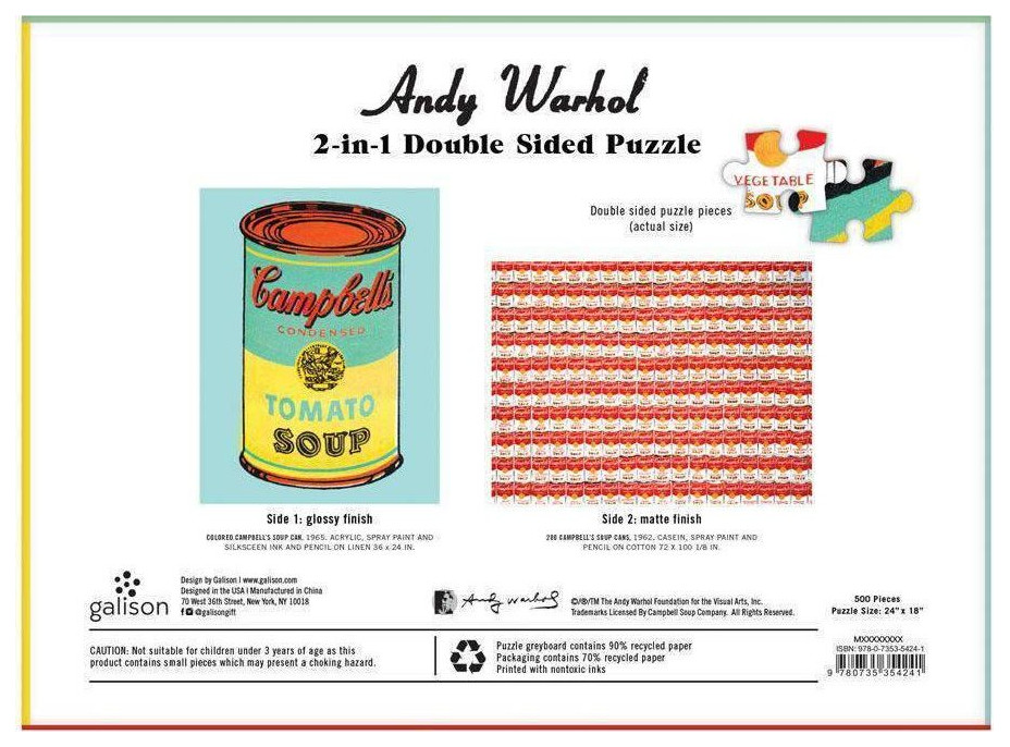 GALISON Oboustranné puzzle Andy Warhol Campbell's Soup Cans 500 dílků