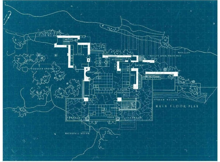 GALISON Oboustranné puzzle Frank Lloyd Wright Fallingwater 500 dílků